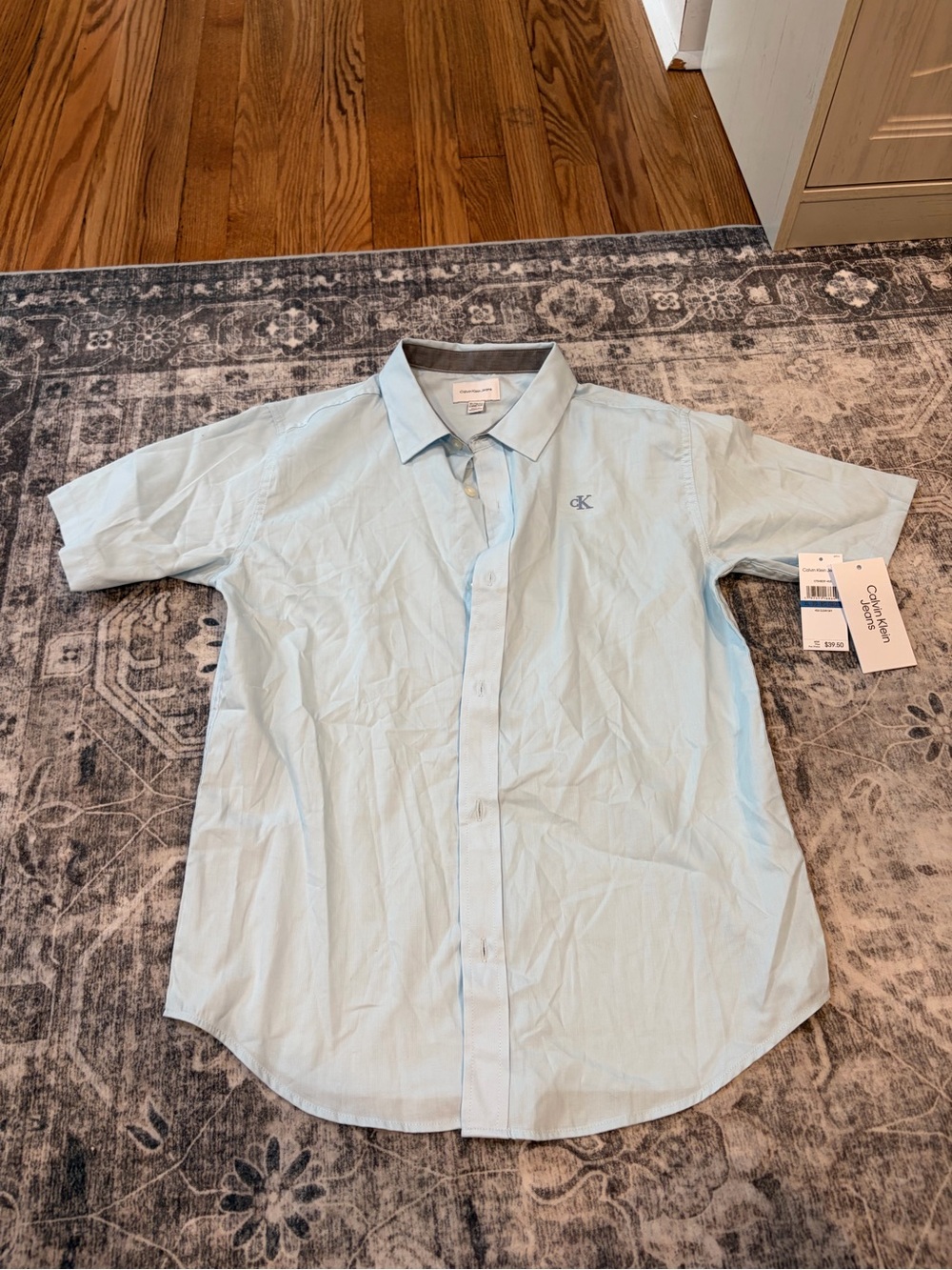 Calvin Klein Light Blue Short Sleeve Button-Down Shirt